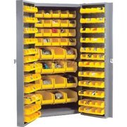 GLOBAL EQUIPMENT Bin Cabinet Deep Door - 144 Yellow Bins, 16 Ga. Unassembled Cabinet 38x24x72 662144YL